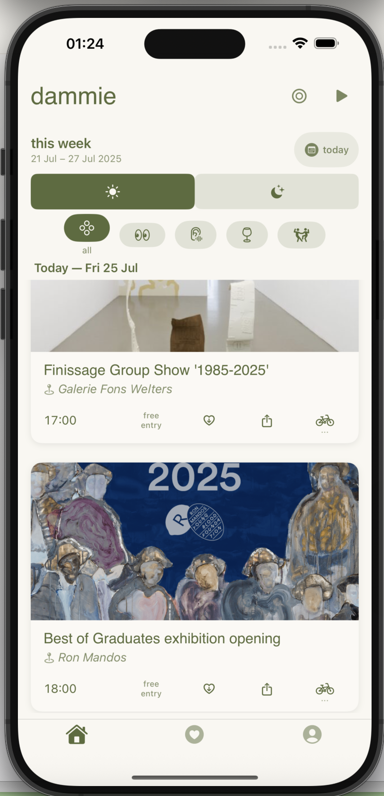 home screen events